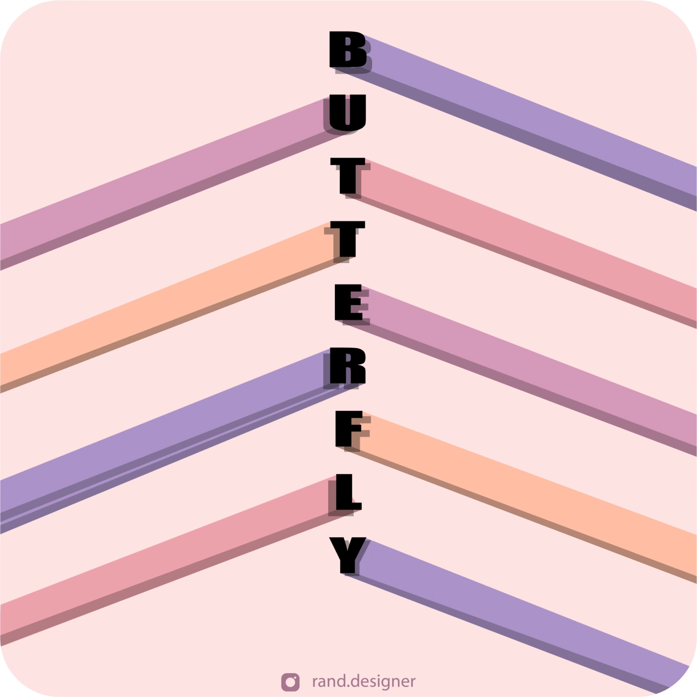 Pastel pink and purple composition with vertical Butterfly typography